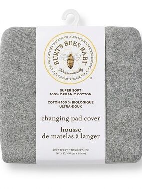 Burt's Bees Baby Gray Organic Cotton Changing Pad Cover New